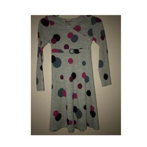 Grey dress with circle design and built in belt